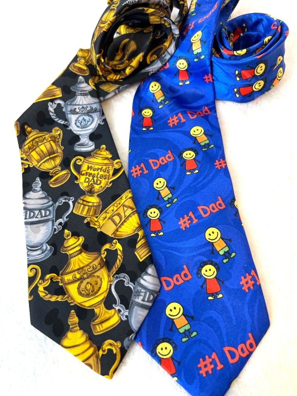Lot 2 Dad Ties # 1 Dad, Greatest Dad Trophies Addition Soul Winning Neckties
